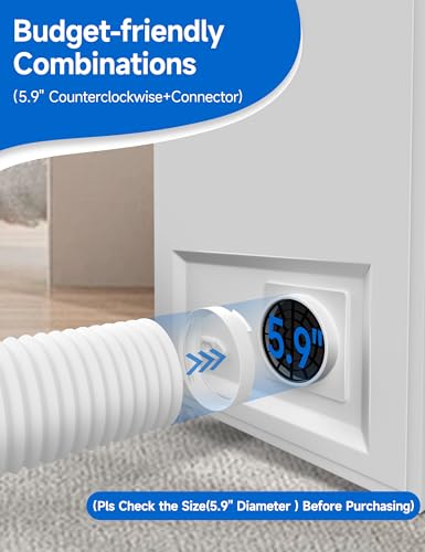 Image of Flexible Portable Air Conditioner Hose Kit, 5.9'' Diameter Counterclockwise AC Exhaust Hose Length to 80 inch with Adapter, Portable AC Vent Hose for Portable Air Conditioner