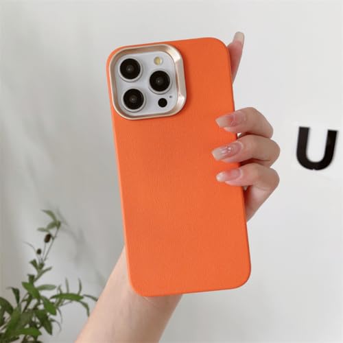 Coque antichoc pour iPhone 15 16 Pro Max - Étui silicone texturé mat anti-rayures orange