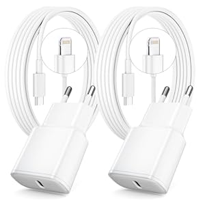 Chargeur Rapide pour iPhone, Lot de 2 PD 3.0 Prise USB C avec 2M Cable Lightning for iPhone 14/14Pro/13/13 Mini/13 Pro/13Pro Max/12/12Pro/12 Pro Max/11/11 Pro/ 11 ProMax