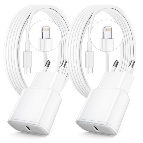 Chargeur Rapide pour iPhone, Lot de 2 PD 3.0 Prise USB C avec 2M Cable Lightning for iPhone 14/14Pro/13/13 Mini/13 Pro/13Pro Max/12/12Pro/12 Pro Max/11/11 Pro/ 11 ProMax