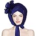 Baluue Nigerian Turban Head Wrap African Stretch Scarf Pre-tied Headband for Women Wedding Party Blue Layered Fashion Headscarf