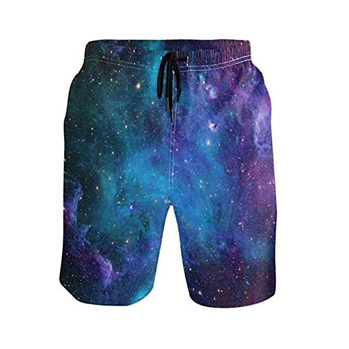 Galaxy Stars Men's Swim Trunks Beach Shorts Quick Dry Swim Board shorts With Pockets S