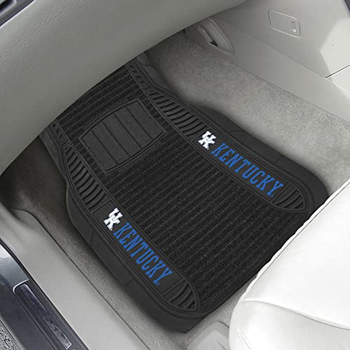 Fanmats 13806 Kentucky Wildcats 2-Piece Deluxe Car Mat Set, Vinyl Trim And Colored Team Logo, Dual Rib Charcoal Carpet, Trimmable Edges #TOP1