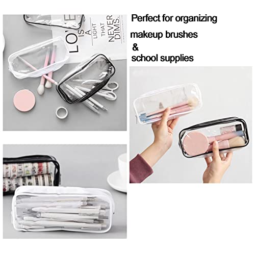 Image of Tupalizy 4PCS Clear Makeup Bag Zipper Pencil Case Pouch PVC Travel Cosmetic Organizer for Purse Toiletry Women Girls Students Pen Marker Crayon Highlighters Cable Cords Tool Storage Art School Supply