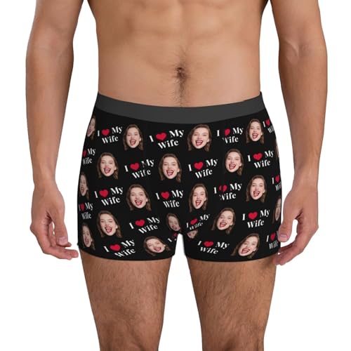 Custom Boxers with Funny Face Personalized Underwear Gifts with Face for Men Husband Boyfriend Father（S-XXL)