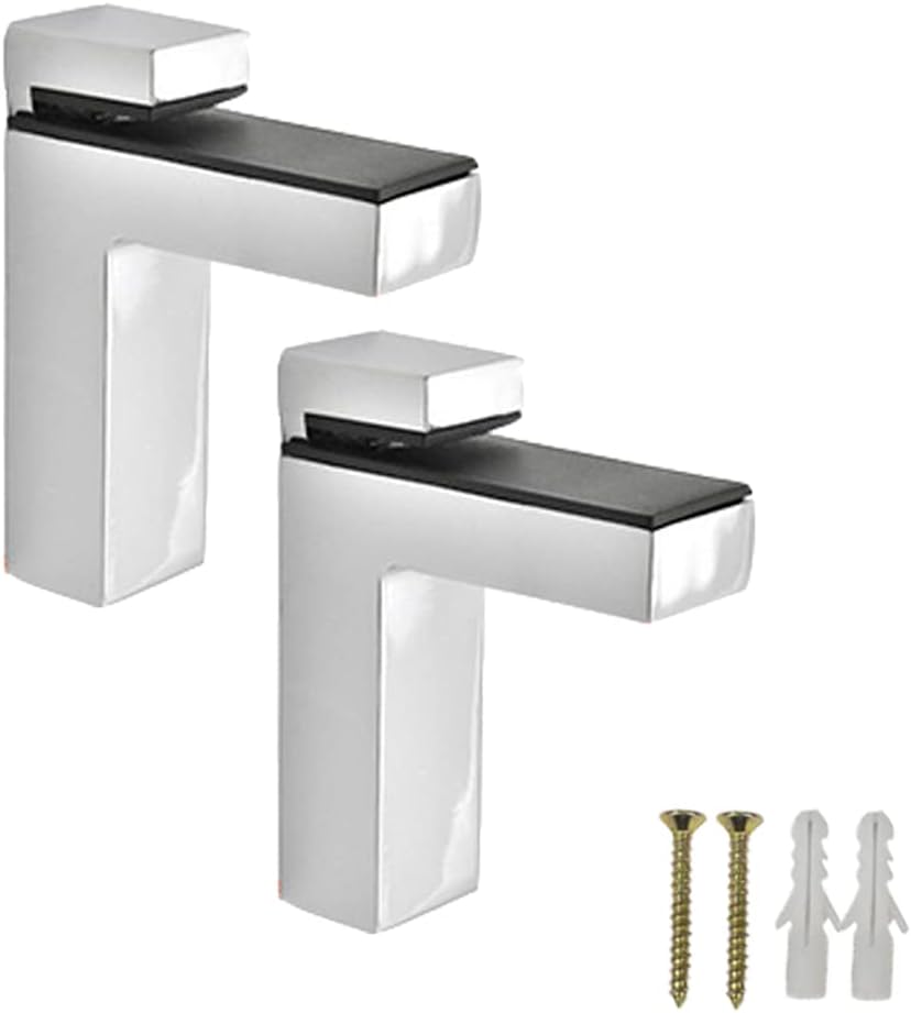 4X Adjustable Glass Shelf Bracket Zinc Alloy Glass Clamp Holder Shelf Support for 3-28MM Thickness Glass - S