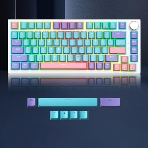 Owpkeenthy 75% Gasket Mounted Mechanical Gaming Keyboard Hot Swappable, Wired 82 Keys Knob RGB Keyboard with Red Switch PBT Keycaps for Win mac (Joker) - 4