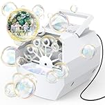 Theefun Bubble Machine, 500mL Automatic Bubble Blower, Portable Bubble Maker Electric Bubble Toy for Boys Girls Outdoor Indoor Parties Weddings Birthday, Powered by USB or Batteries (White)