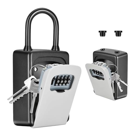 Key Lock Box Wall Mounted, Portable Lock Box for House Key, 5 Key Capacity, Weatherproof Resettable Code House Key Safe Security Lock Box for Indoor, Outdoor, Garage, Garden, Store (1 Pack)