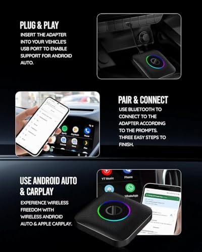 Image of PRONOD AI Box Wireless Carplay Adapter | Stream YouTube, Netflix, Hotstar with Android Auto Wireless Adapter in Car Screen | Qualcomm Octacore, Android 13-4GB+64GB | Supports 4G Sim- Plug and Play