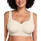 LetsJoli Bras for Women Jelly Bra No Underwear Plus Size Supportive Push Up Wireless Full Coverage Seamless Older Women(Cream White,2XL)