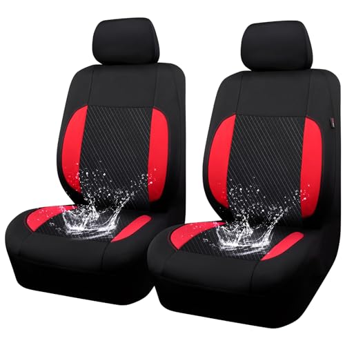 Image of CAR-GRAND 3D Embossed &Waterproof EVA Neoprene Car Seat Covers Two Front Only,Universal fit for 90% Automotive SUV Sedan Truck (Black and Red)