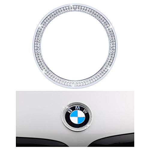 1797 Compatible Front LOGO Caps for BMW Accessories Parts Emblem Covers Decals Stickers Bling Interior Decorations 3 Series F30 G20 320i 325i 325ix 328d 328i 330i 335i AWD Women Men Crystal Silver