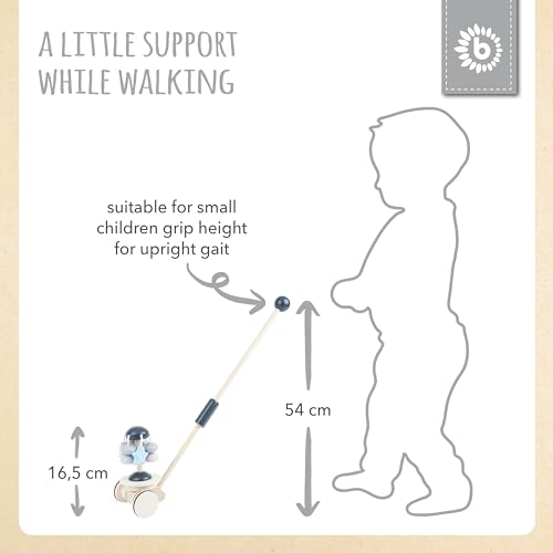 Bieco Push Along & Pull Along Baby Walking Toys - Wooden Duck & Gritter, Blue, 1 Stück (1er Pack) - Image 4