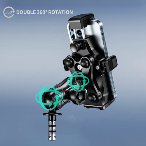 Imestou Motorcycle Fork Stem Phone Mount, Anti-Vibration 1" Ball Phone Holder With Anti-Theft Double Socket Arm & Fork Base Suitable For Bmw, Yamaha...motorcycles, Fits For 4.7"-7.2" Cellphones #TOP6