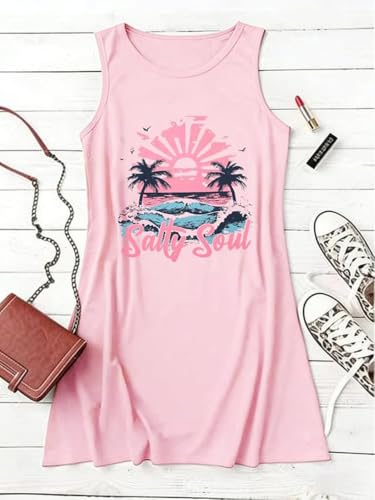 Image of American Flag Tank Dress for Women 4th of July Patriotic Graphic Sleeveless Mini Dress Casual Vacation Short Dresses