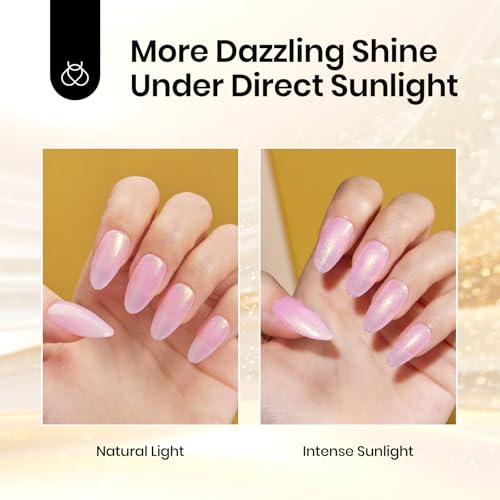 Image of Beetles Hema Free Glitter Gel Top Coat for French Tip Press on Nails Pearl Shimmer Glitter Green 2-IN-1 No Wipe Top Coat, Long Lasting15ml