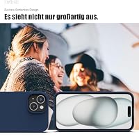 Zuvirelx Silikon Handyhülle für iPhone 15 Hülle, Weiches Griff, Dünne, Minimalistisch, Stoßfest, rutschfest, Taschenpassend - Dunkelblau – Ansicht 6