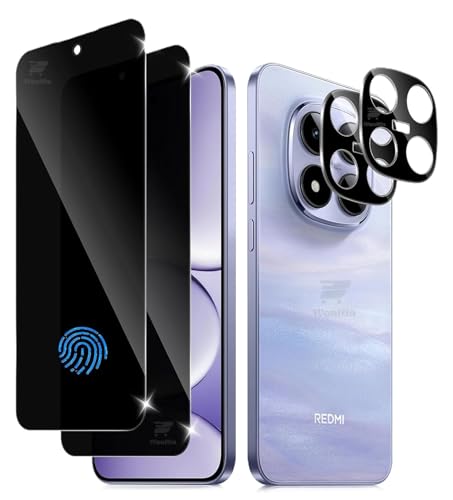 Image of [2+2 Pack - Privacy Tempered Glass Compatible with Redmi Note 15 Pro (5G) [FingerPrint Unlock] with 3D Camera Glass Protector Screen Guard Protector | 9H Hardness | Case Friendly | Anti-Spy - Installation Kit
