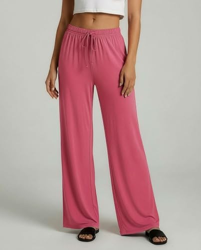 Image of Real Essentials 3 Pack: Women's Soft Palazzo Pants - Wide Leg Yoga Casual Loungewear Pajama Pj Bottoms (Plus Available)