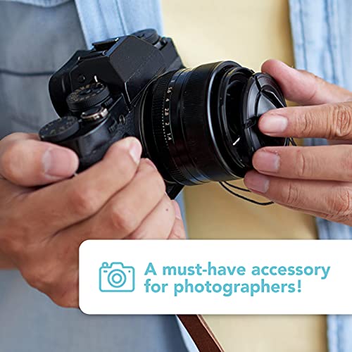 Image of Foto&Tech Camera Lens Cap Leash with Elastic String, Compatible with Universal DSLR SLR Evil Mirrorless Cameras Video (x10)