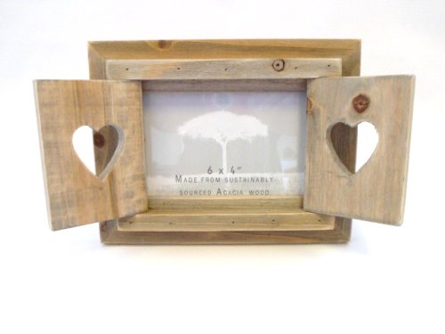 From then to now - Cornice per foto in legno, stile country, con sportellini