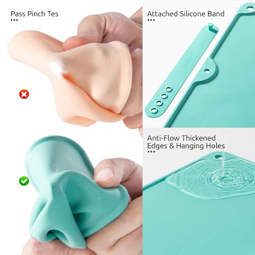 Image of Silicone Dough Rolling Pastry Mat: U-Taste 19.7 inchx27.6 inch Extra Large Food Grade Non Stick Baking Sheet, 4mm Thick Non Slip for Kneading Prep Making Pizza, Fondant, Pie Crust with Measurement (Aqua Sky)