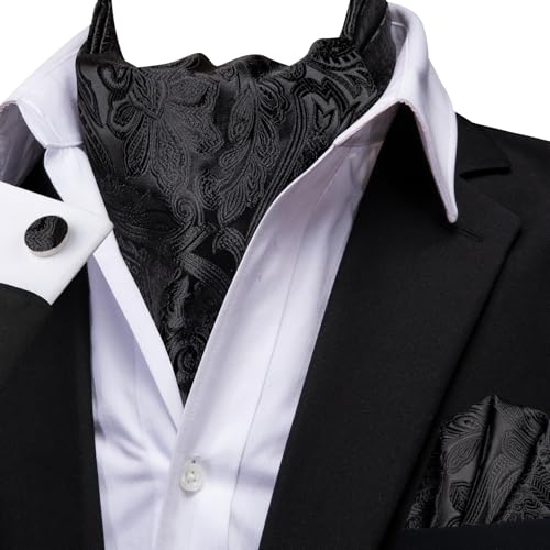Image of Dubulle Paisley Floral Ascot for Men Self Tie Mens Cravat and Pocket Square Cufflinks Wedding