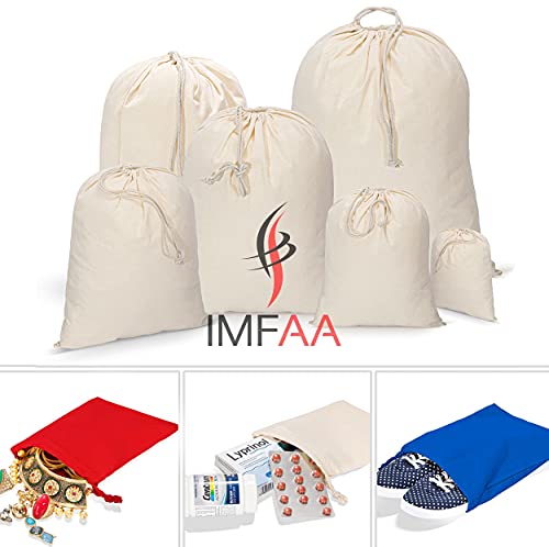IMFAA Small(25x30) Drawstring Laundry Sack, Stocking, Storage, Muslin 100% Cotton Shopping Bags. (Pack-10, Red) - Image 4