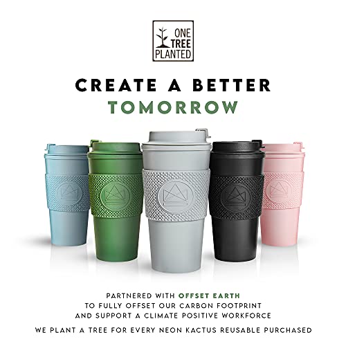 Neon Kactus - Double-Walled Coffee Cup, Reusable Coffee Cup With Resealable Lid, Food-Grade Silicone Seal And Sleeve, Insulated Coffee Tumbler, Leakproof Travel Mug, Recyclable, Super Sonic, 16Oz #TOP6