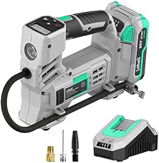 Litheli 20V Air Compressor Tire Inflator Portable Air Pump for Car, Bike, Sport Ball, Battery Tire Pump with Digital Pressure Gauge, 3 Nozzle Adapters, 150 PSI, with 2.0 Ah Battery & Charger
