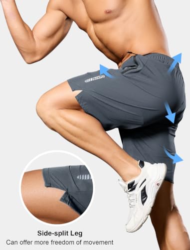 SILKWORLD Quick Dry Men's 2 in 1 Running Shorts with Zip Pocket 7" Workout Gym Athletic Shorts Lightweight Training Shorts4
