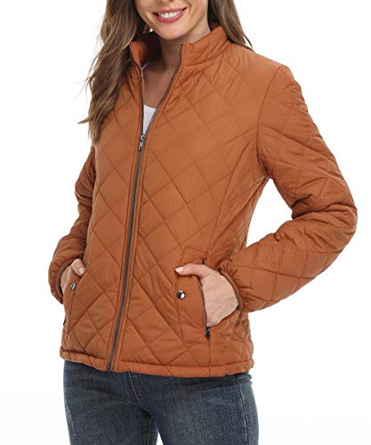 PEIQI Women's Quilted Jacket Coat Outwear Puffer Zip-up Stand Collar Padded Jacket with Pockets2