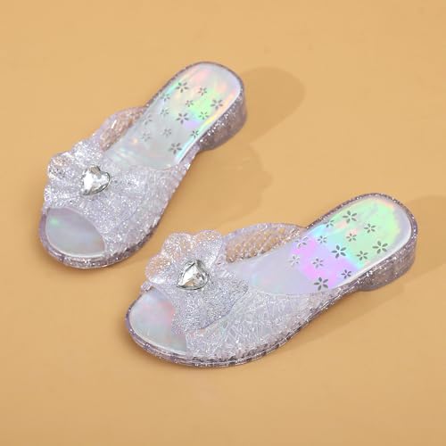 Image of Jelly Sandals for Girls Dress Slide Princess Frozen Inspired Elsa Flats Dance Party Cosplay Snow Queen Birthday Clear Slippers Summer Little Girls, Toddler Slip On