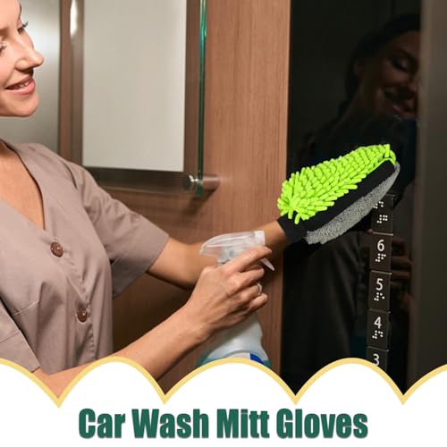 Dubbulon Lavar Guante, Lavar los Guantes para el Lavado de automóviles - Paño de Limpieza de Microfibra de Chenille sin, Guantes de Lavado Resistentes a los arañazos - Productos de Cuidado Exterior - imagen 3