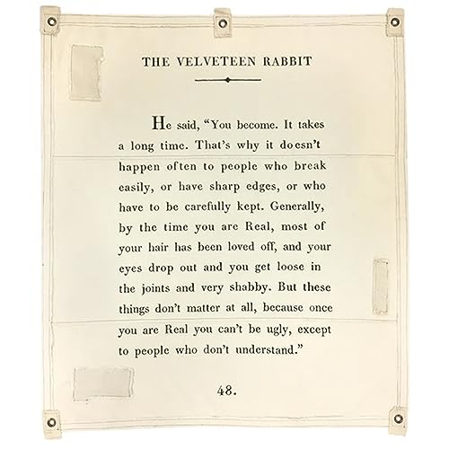 Sugarboo "The Velveteen Rabbit" Handmade Canvas Wall Hanging Tapestry With Quote - 46 x 57 Inches - for Bedroom, Kitchen, and Living Space Décor