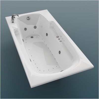 Anguilla 42 x 72 x 23" Rectangular Air and Whirlpool Jetted Bathtub Color/Trim / Tile Flange / Front Skirt / Drain: White / Brushed Nickel / Yes / Yes / Right