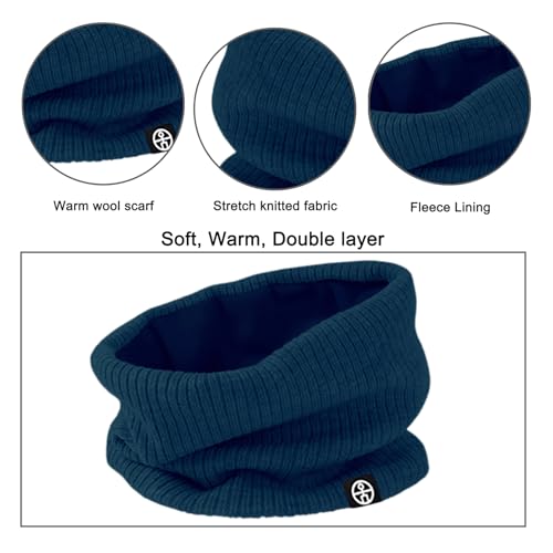 Baynetin Mütze Schal & Handschuh-Sets 3in1 Unisex BeanieMütze Touchscreen Handschuhe und Loop Schal Set mit Weiches Fleecefutter für Outdoor Sport Joggen Skifahren (Blau)