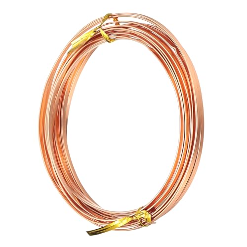 Image of uxcell 18 Gauge Flat Aluminum Wire, 16.40 ft 3mm Wide Aluminum Crafts Wire for Flower Bonsai Crafts Carving DIY Bezel Sculpting Gem Metal Wrap, Copper