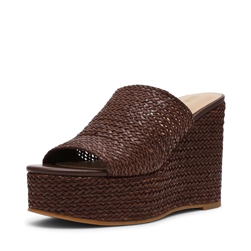 Steve Madden Women's Cassi Wedge Sandal, Brown, 8