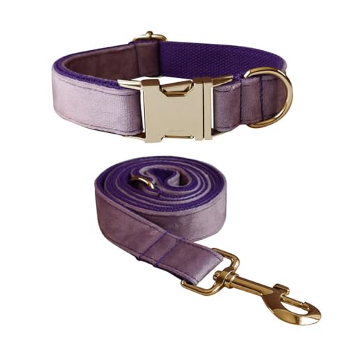 TANXIC Velvet Dog Collar and Leash Set with Quick Release Metal Buckle