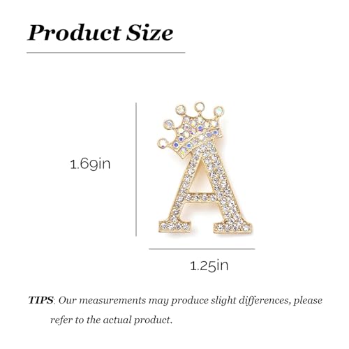 Image of Letter Rhinestone Brooches for Women Gold Silver Initial Crown Lapel Bag Clothing Dress Custom Jewelry Gifts