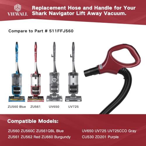 Image of VIEWALL Upgraded Replacement Hose Handle for Shark ZU560 ZU560C ZU561 ZU562 | UV650 UV725 Gray Navigator Lift Away Vacuum Cleaner Part 511FFJ560 (Red)