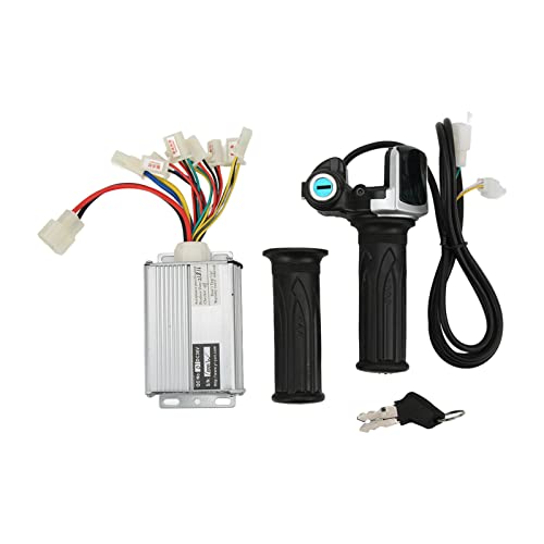 Image of KIMISS 1000W Brushed Motor Speed Controller with Locking Throttle Grip & Battery Display, 36V Electric Bike Controller for Mini Bike, Handlebar Grip