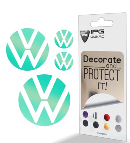 Image of IPG Decal Made for Volkswagen 2021 Passat Polo Tiguan Golf Rear /Front Emblem Logo Decals Stickers Set (4 Units) (Blue Coral)