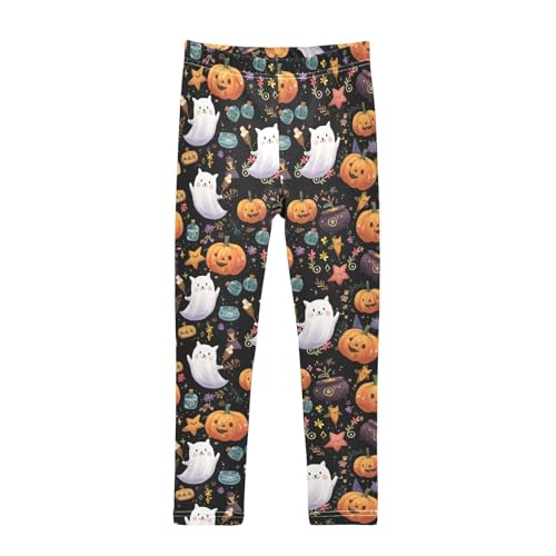 Girls' Athletic Leggings Ankle Length Yoga Dance Pants Kids Teen 4T Cute Little Ghost Pumpkin