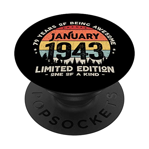 Regalo 79 años Cumpleaños Hombre Mujer - Enero 1943 PopSockets PopGrip Intercambiable