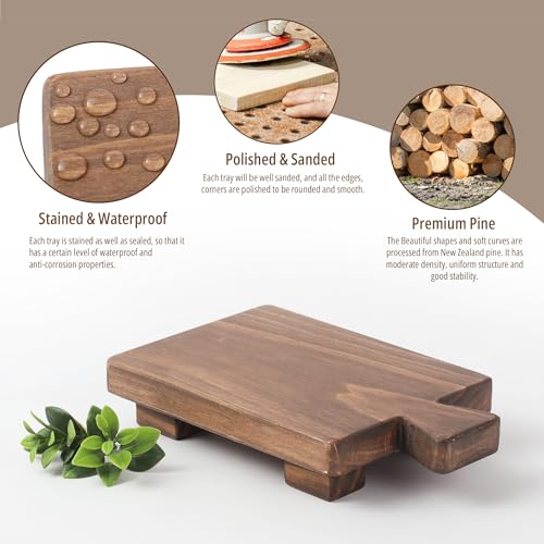 Image of GRID FORTE Wood Pedestal Stand, Wood Riser, Mini Display Stool for Bathroom, Kitchen Soap Tray, Sink Room Decor Candle Plant Tray, Modern Rustic Holder, Soap Bottles Decorative Stand (Special Walnut)