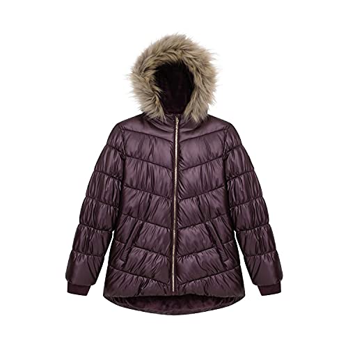 Image of Juicy Couture Girls Coat, Faux Fur Hooded Winter Jacket, Warm Padded Parka Hoodie, Kids Heavyweight Winter Coat