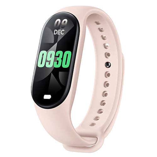 NHQZ La pulsera de salud, reloj de fitness, salud, monitoreo de frecuencia cardíaca, manejo del estrés, análisis del sueño, compatible con Android e iOS（rosa）